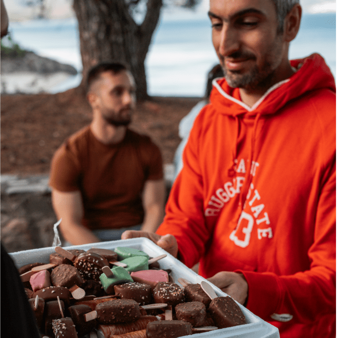 Baresquare employees eating ice cream during offsite