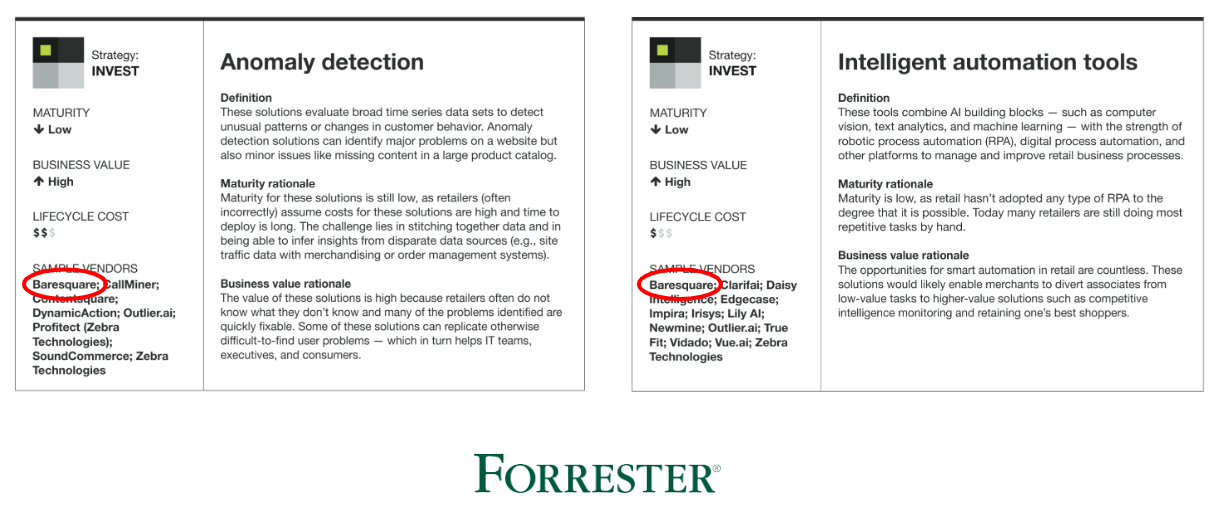 Baresquare was recognized by Forrester in ‘2021 AI-for-Retail’ report