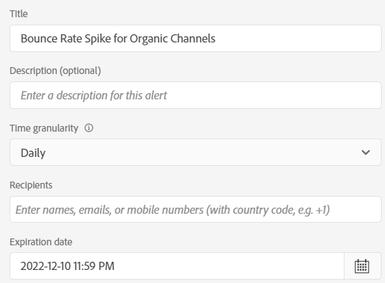 Adobe Analytics alert for Entries spike for Organic channels