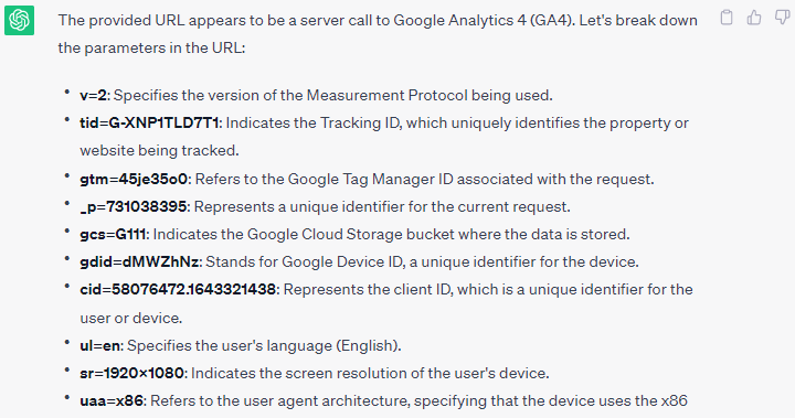  ChatGPT’s reply for reading GA4 server call