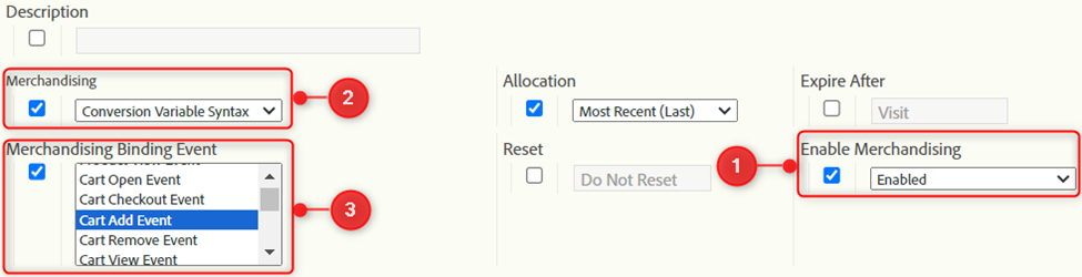 Merchandising eVars Conversion Variable Syntax